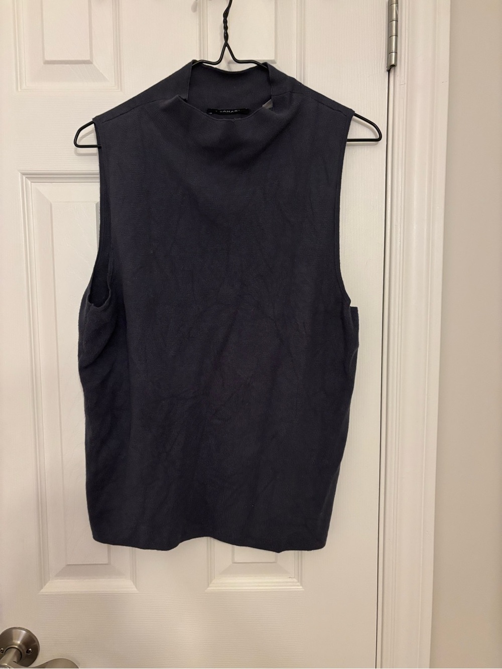 Tahari Sleeveless Mock Neck Tank - Charcoal